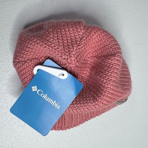 Columbia Cascade Peak II Beanie Hat Unisex One Size Pink Fleece Lined - Picture 6 of 8